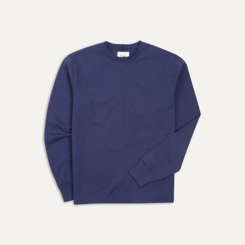 Dark Indigo Cotton Long-Sleeve Hiking T-Shirt