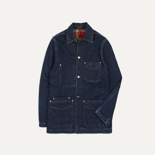 Stone Wash Selvedge Denim Five-Pocket Chore Jacket with Blanket Lining