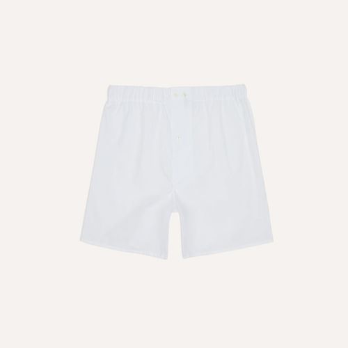 White Cotton Poplin Boxer Shorts