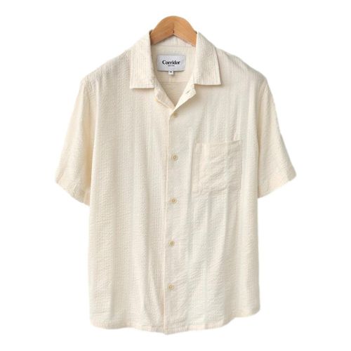 Striped Seersucker Short Sleeve White