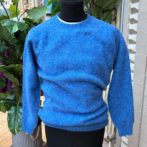 Harley Of Scotland Brushed Wool Crew Neck- Blue Toon