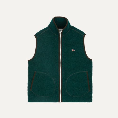 Dark Green Boucle Wool Zip Fleece Vest