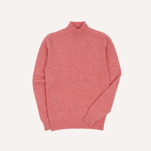 Pink Brushed Shetland Mock Neck Jumper