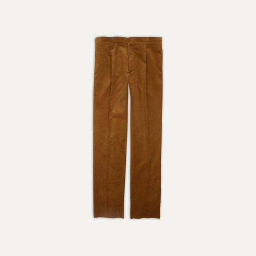 Tan Mid-Wale Corduroy Single Pleat Trouser