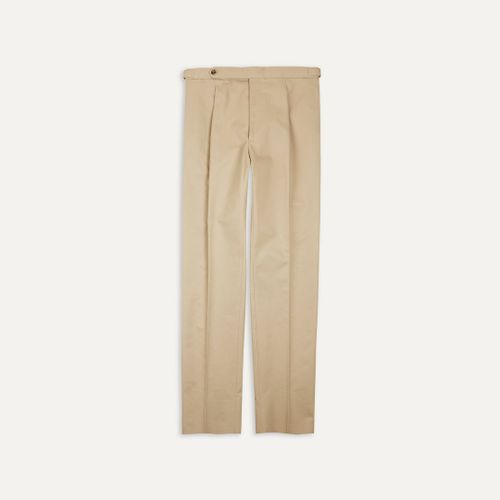 Stone Cotton Drill Single Pleat Trouser