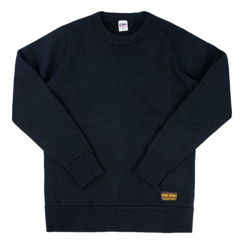 14oz Ultra Heavyweight Loopwheel Cotton Crew Neck Sweat Black