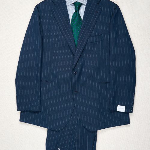 Orazio Luciano Blue with White Chalkstripe Wool Suit Bespoke (Pre-Owned)