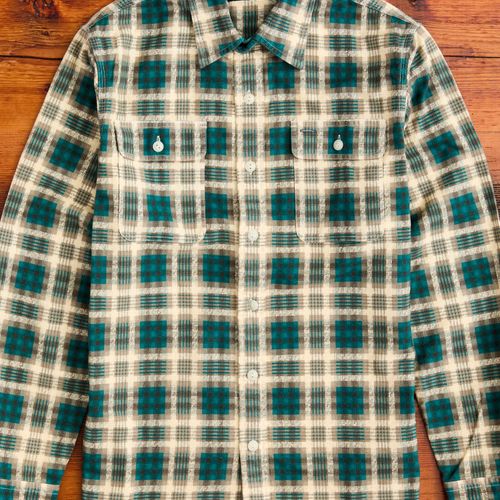 Plaid Print Chamois Workshirt in Green Multi