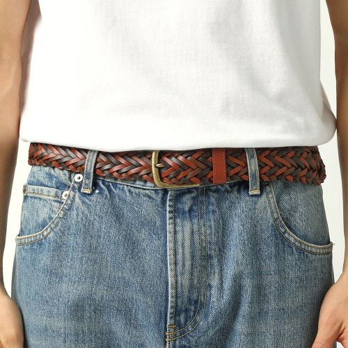 Braided Leather Belt - Brown