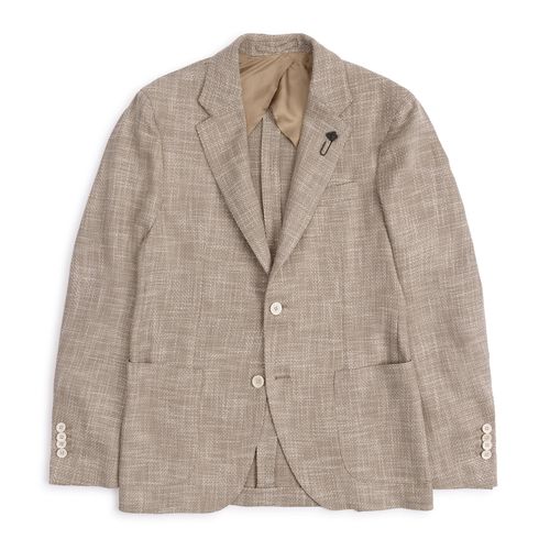 Lardini Loro Piana Wool Cotton Silk Basketweave Jacket: Oatmeal