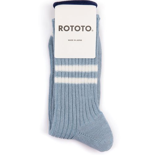 RoToTo Hemp Organic Cotton Stripe Socks: Morning Blue/White