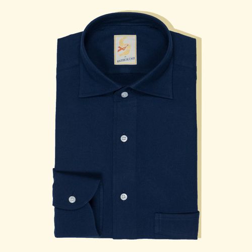 Navy Flanneled Cotton ShirtNavy Flanneled Cotton Shirt