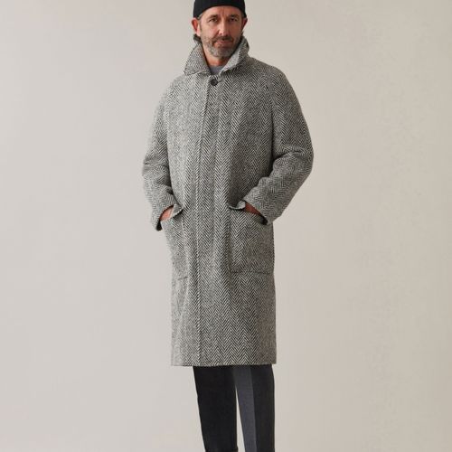 NELSON Tweed Raglan Coat Charcoal/Cream Charcoal/Cream