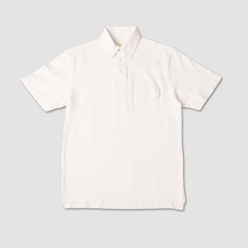 Button Down Collar Polo Shirt - White