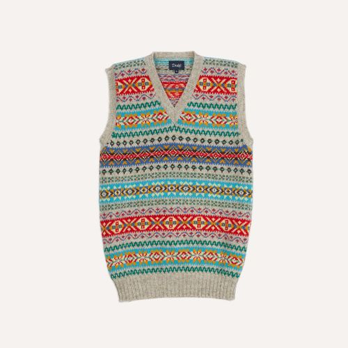 Multicoloured Fair Isle Lambswool Sleeveless V-Neck Jumper