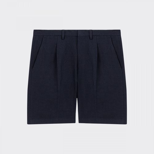 Linen Single Pleat Short : Navy