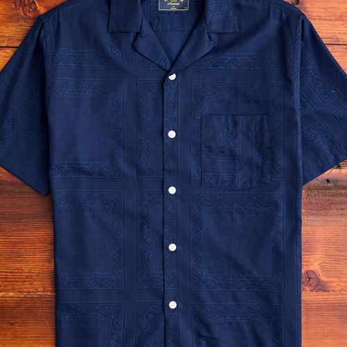 Classic Paisley Button-Up Shirt in Navy