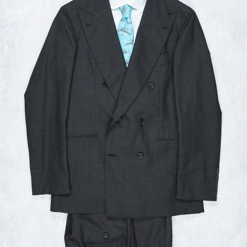 Orazio Luciano Dark Grey Worsted Wool DB Suit (NOS)