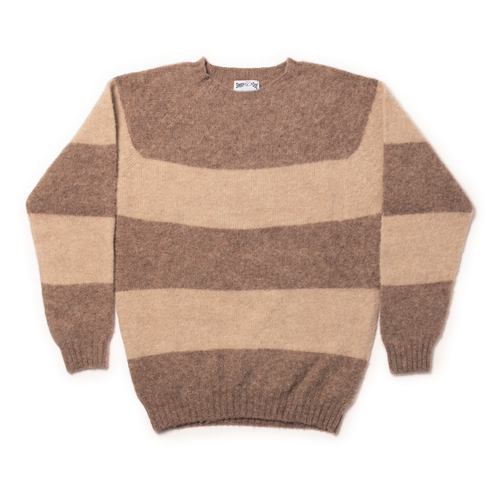 Shaggy Dog Sweater Tonal Block Stripe Nutmeg/oatmeal - Trim Fit