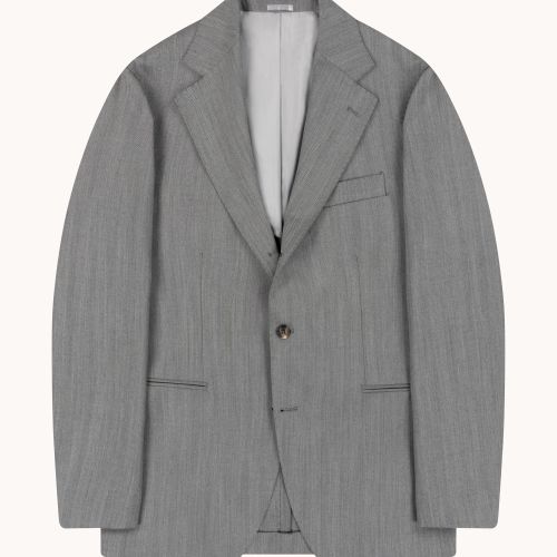 Sport Jacket - Light Grey Herringbone Wool