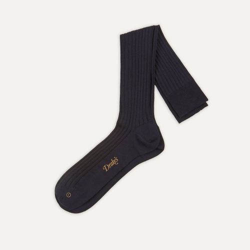 Dark Navy Cotton Over-the-Calf Socks