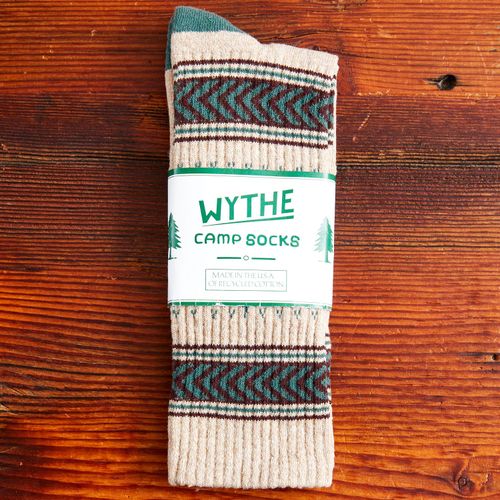 Recycled Cotton Camp Socks in Evergreen Pines