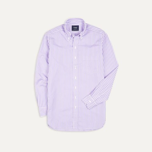 Lilac Bengal Stripe Cotton Poplin Button-Down Shirt