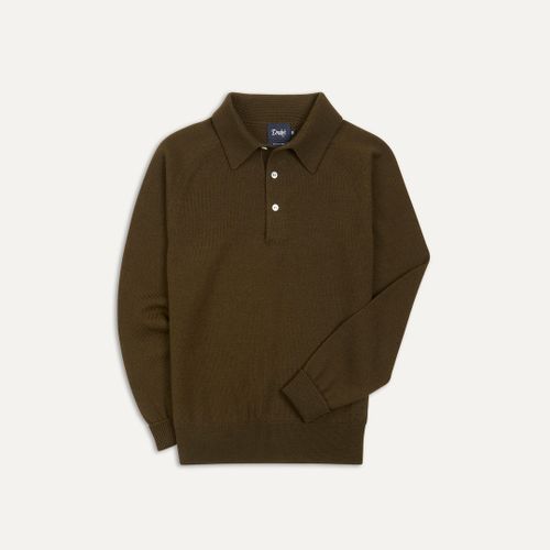 Olive Merino Wool Knitted Polo