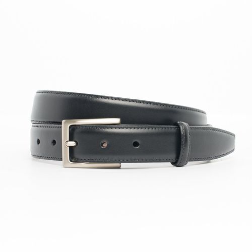 Black With Silver Italian Leather Belt