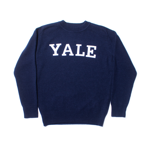 Yale Wool Crew Neck Sweater - Navy