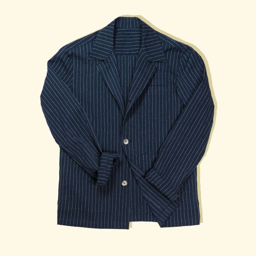 Lazyman Jacket - Navy/White ‘Ripple’ StripeLazyman Jacket - Navy/White ‘Ripple’ Stripe