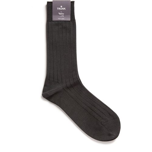 Tabio Cotton Ribbed Socks: Charcoal