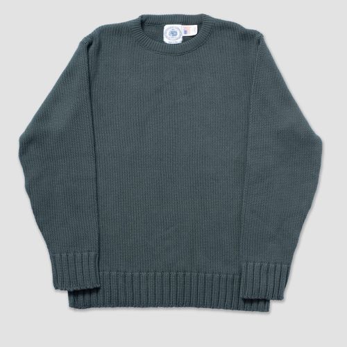 Chunky Cotton Crew Neck Sweater - Spruce Green