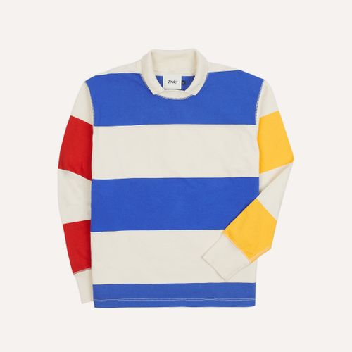 Primary Block Stripe Mock Collar Long-Sleeve Jersey