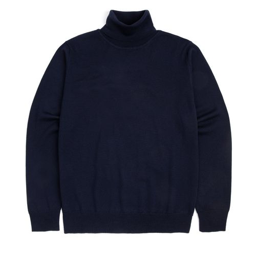 Trunk William Merino Roll Neck Sweater: Navy