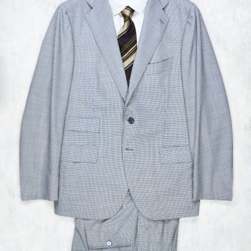 Cesare Attolini Blue/White Mini Houndstooth Wool Suit (NOS)