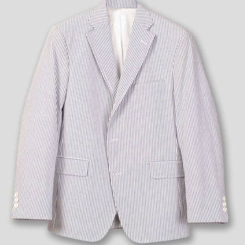 Blue White Cotton Seersucker Sport Coat