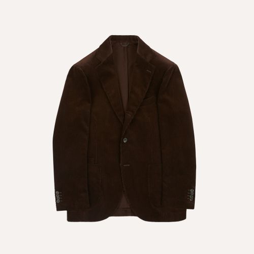 Brown Mid-Wale Cotton Corduroy Tailored Jacket