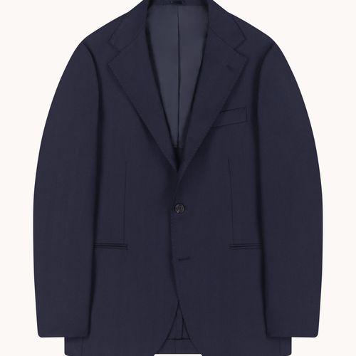 Sport Jacket - Navy Herringbone Wool