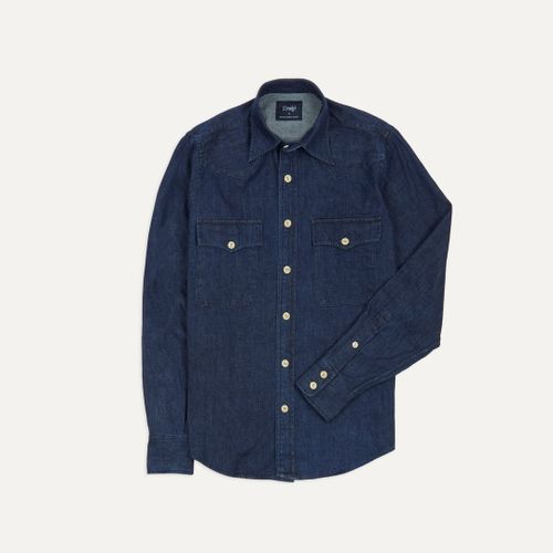 Indigo Rinse Denim Two-Pocket Western Shirt