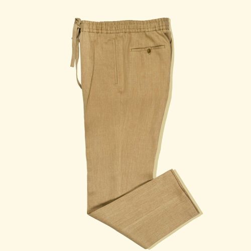 Linen Drawstring Trousers - HoneyLinen Drawstring Trousers - Honey