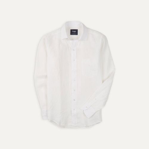 Ecru Linen Spread Collar Shirt