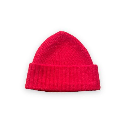 Harley of Scotland Brushed Wool Beanie- Red