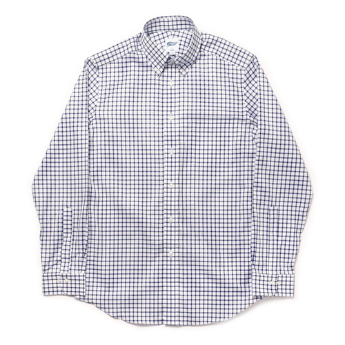 Dark Blue Tattersall Button Down Collar Shirt - Trim Fit