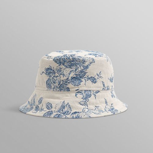 Bucket Hat Ecru/Blue Floral Jacquard