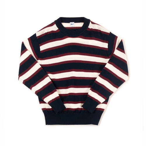 Stripe Crew Neck Sweater - Navy/ Cream