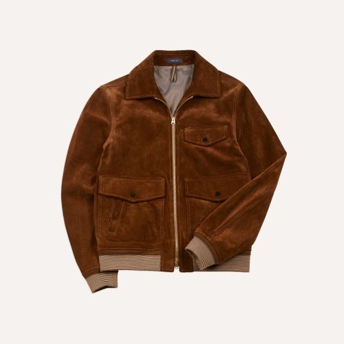 Tobacco Heavyweight Suede A-2 Bomber Jacket