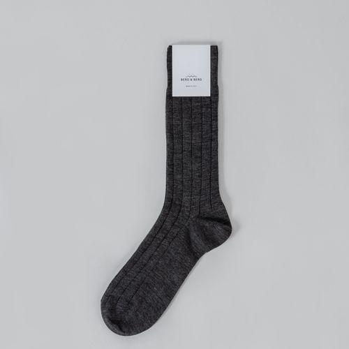 SOCKS Wide Rib Wool Mid Grey Mid Grey