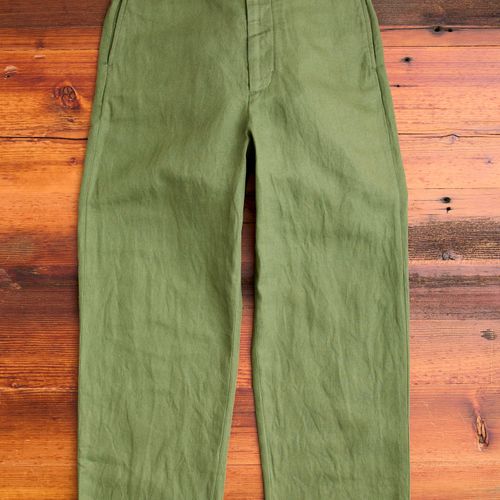 Officer Pants in Olive Cotton Hemp Satin