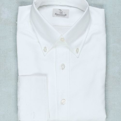 The Armoury White Cotton Tuxedo Shirt MTO *sample* (Pre-Owned)